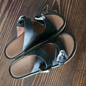 Aerosoles Black Sandals with Silver Buckles